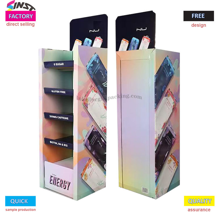 Rak Paparan Minuman Tenaga: Menggunakan warna dan maklumat untuk meletakkan 