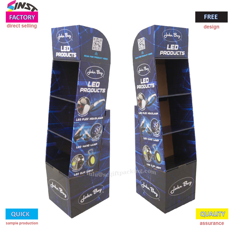 Rak Paparan Kadbod Beralun Produk LED untuk Produk Pencahayaan Runcit