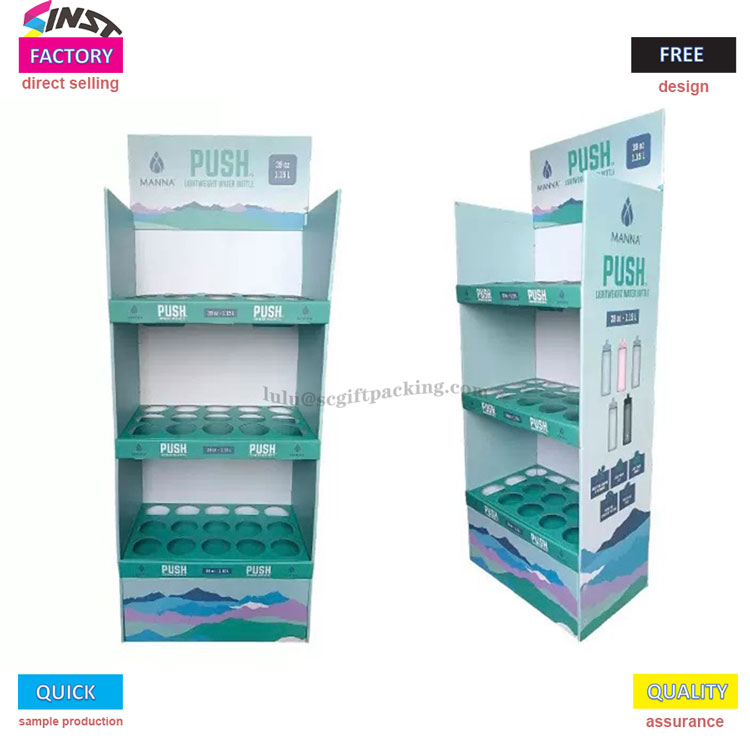 Paparan lantai kadbod kadbod berdiri untuk botol air supermarke