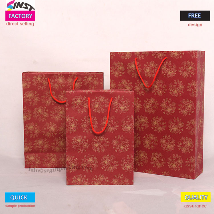 Beg kertas kraf merah beg tote hadiah