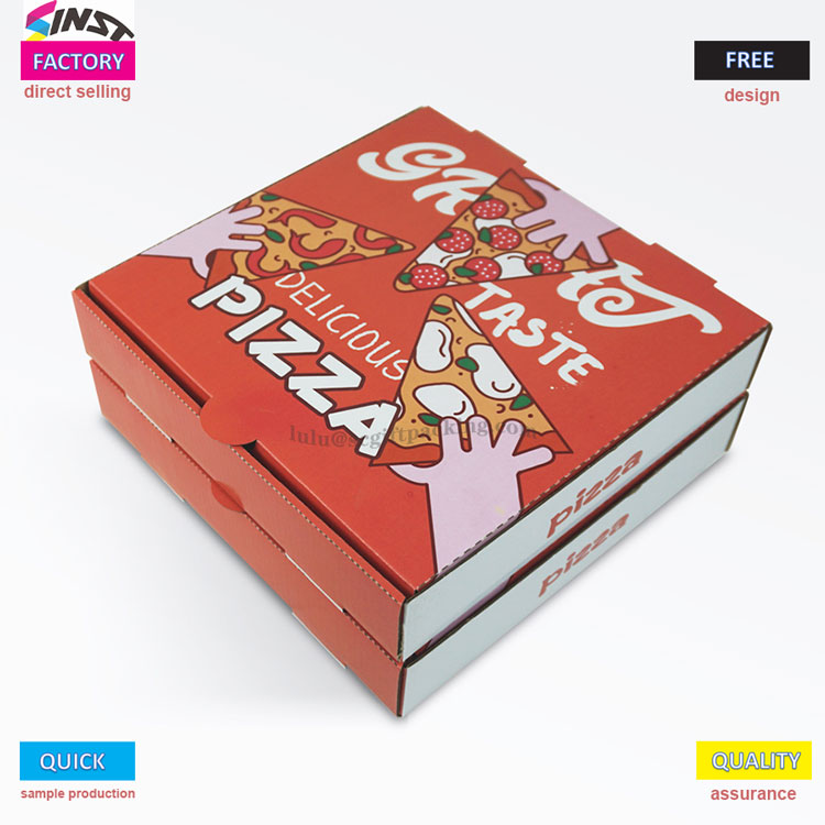 Kotak bergelombang pizza merah tebal merah